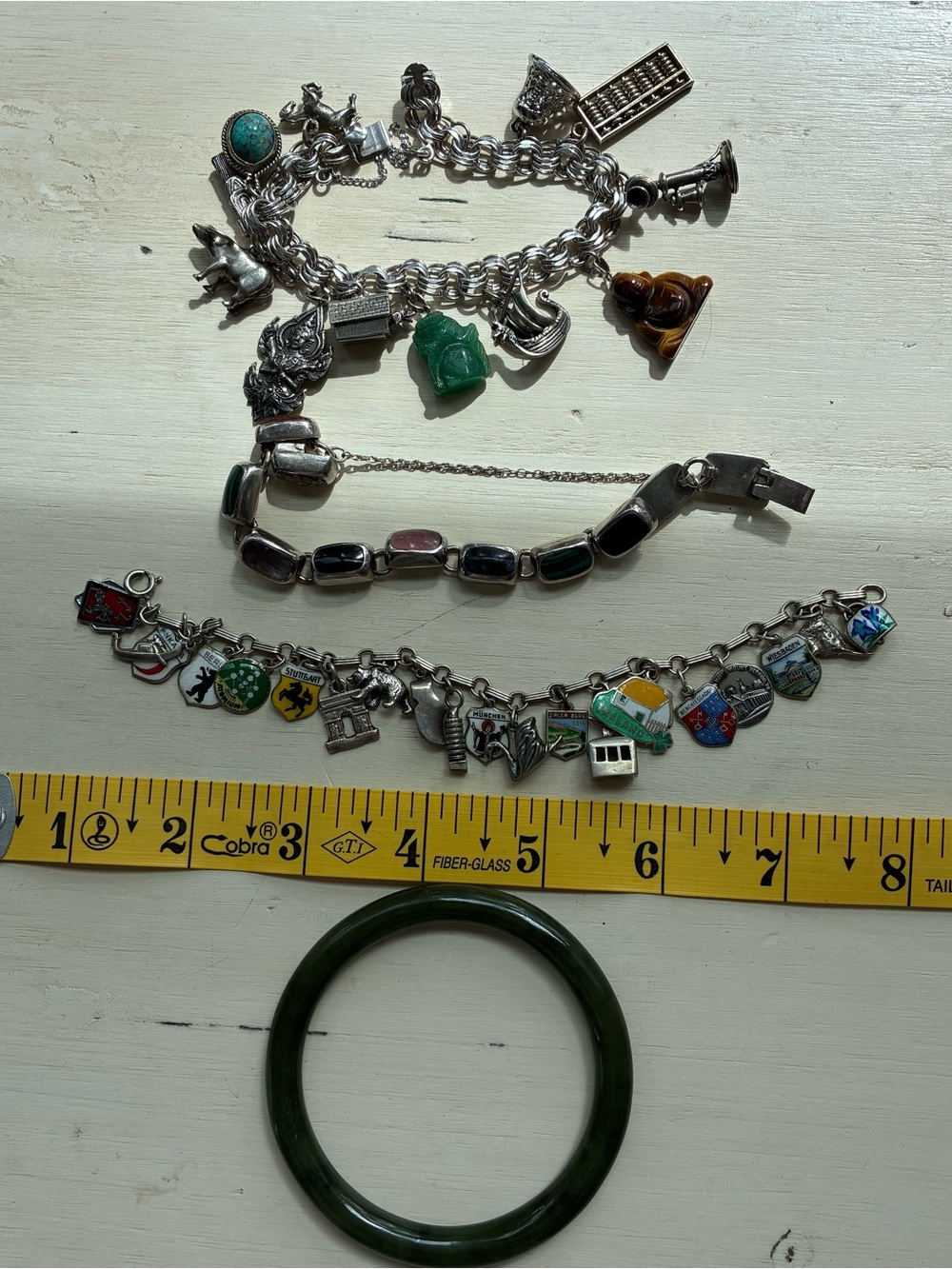 Lot of 4 Vintage Bracelets - 3 sterling silver and 1 jade like bangle - Picture 5 of 7